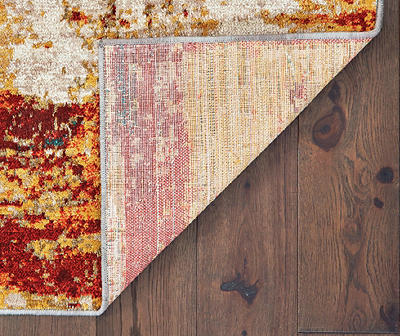 Peyton Gold & Red Abstract Area Rug, (5'3