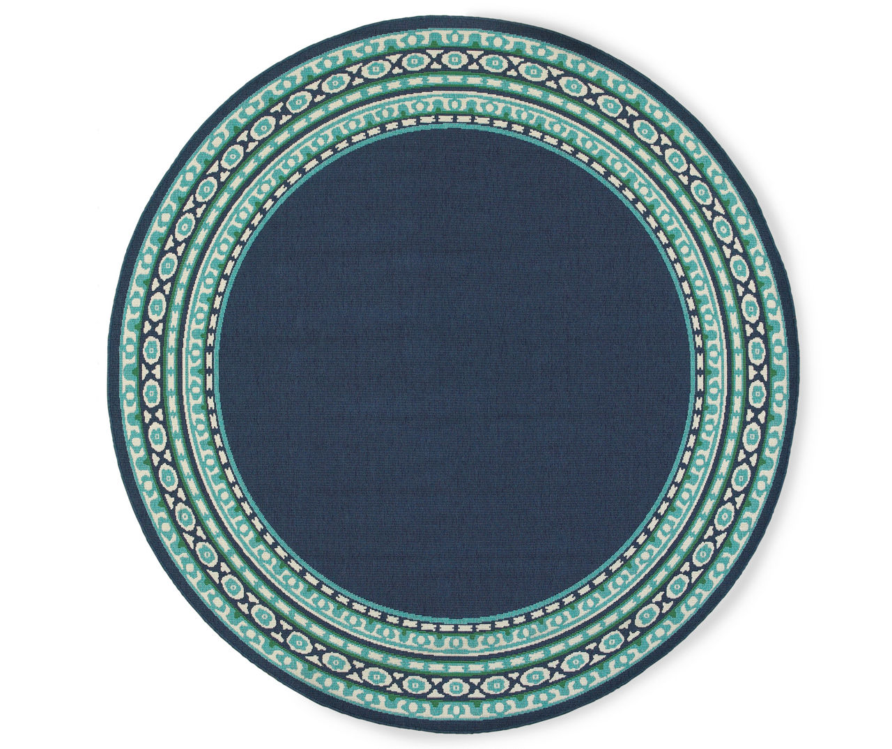 Kimbell Navy Blue Round Outdoor Area Rug, (7'10")