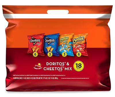 Frito Lay Snacks, Doritos Cheetos Mix Variety Pack, 18 Single Bags, 17 - 5/8 Oz