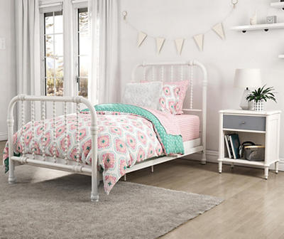 Cora Pink & White Flower Twin 5-Piece Bedding Set