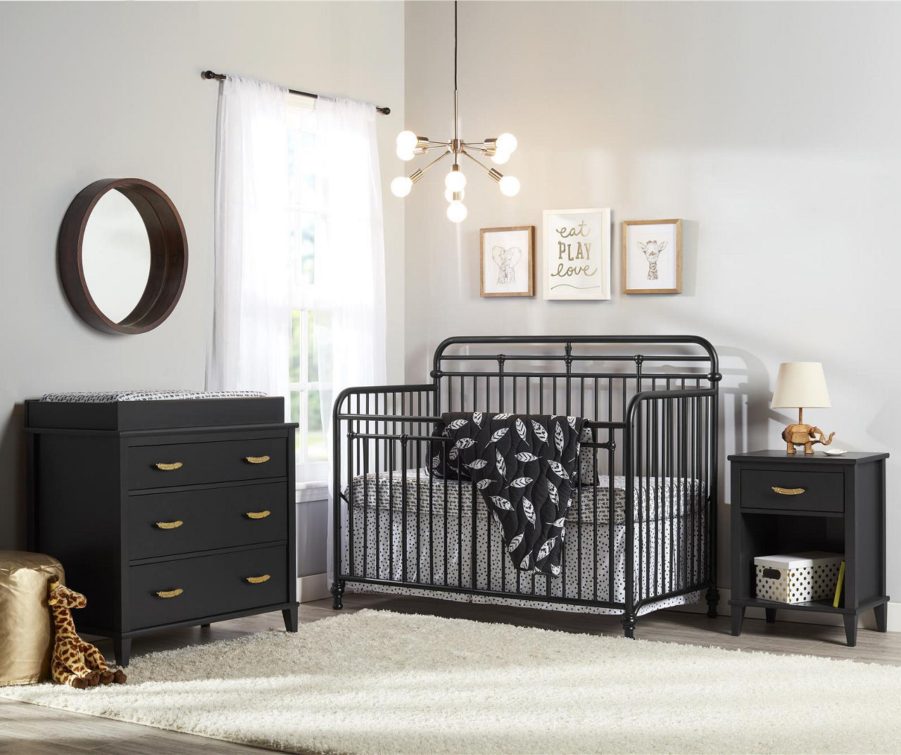 Black iron baby crib online