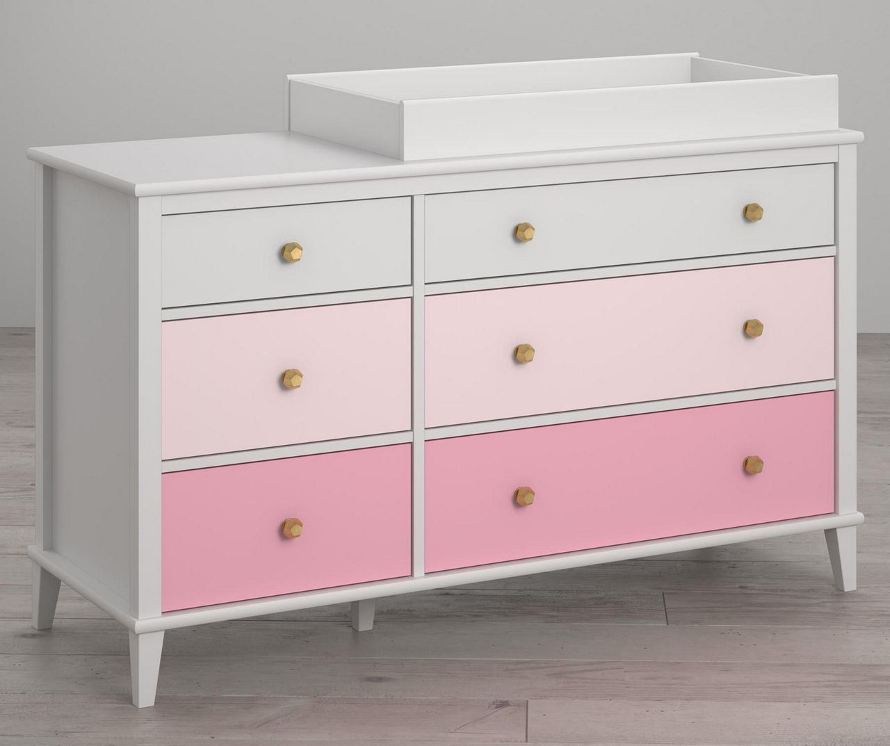 Monarch Hill Poppy White & Pink 6-Drawer Changing Table & Dresser