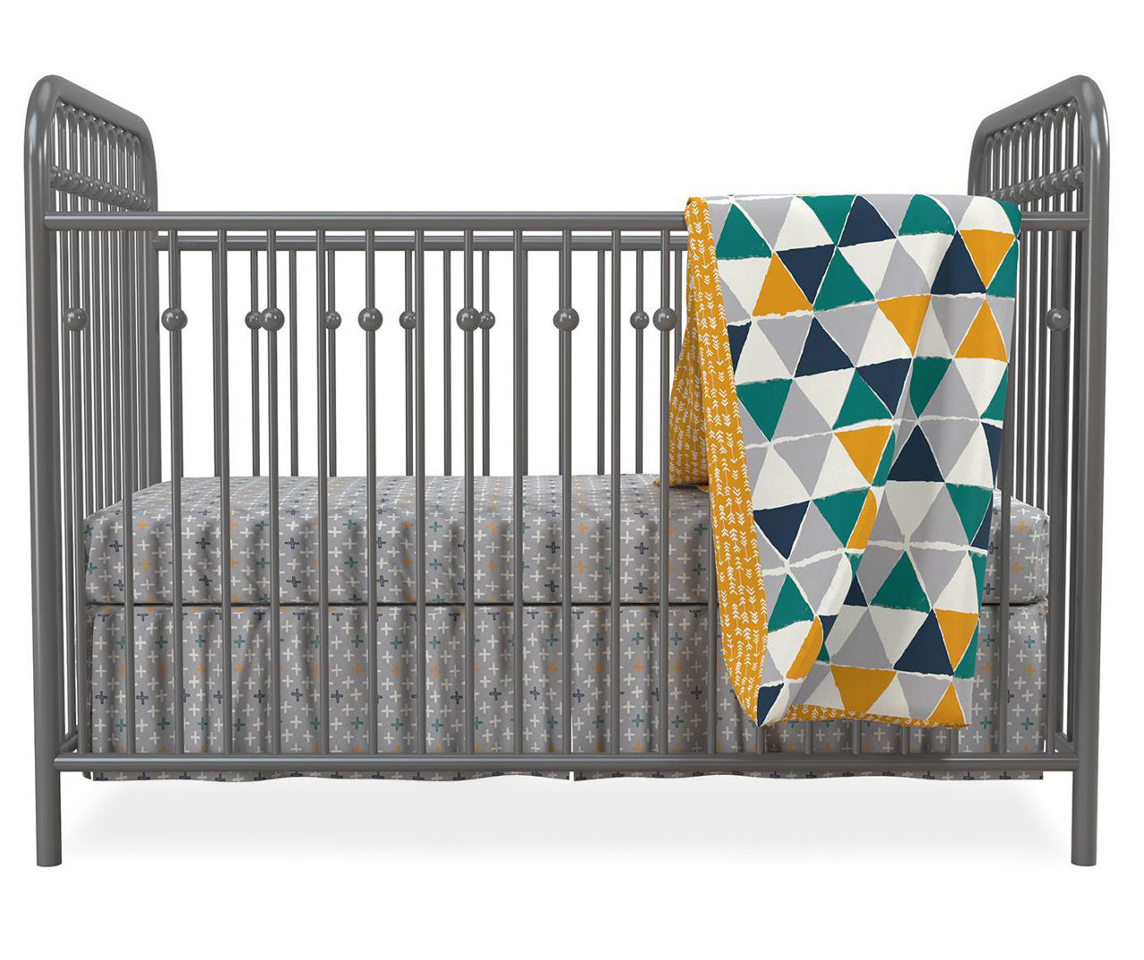 Jax Teal Yellow Triangle Crib Toddler 4 Piece Bedding Set