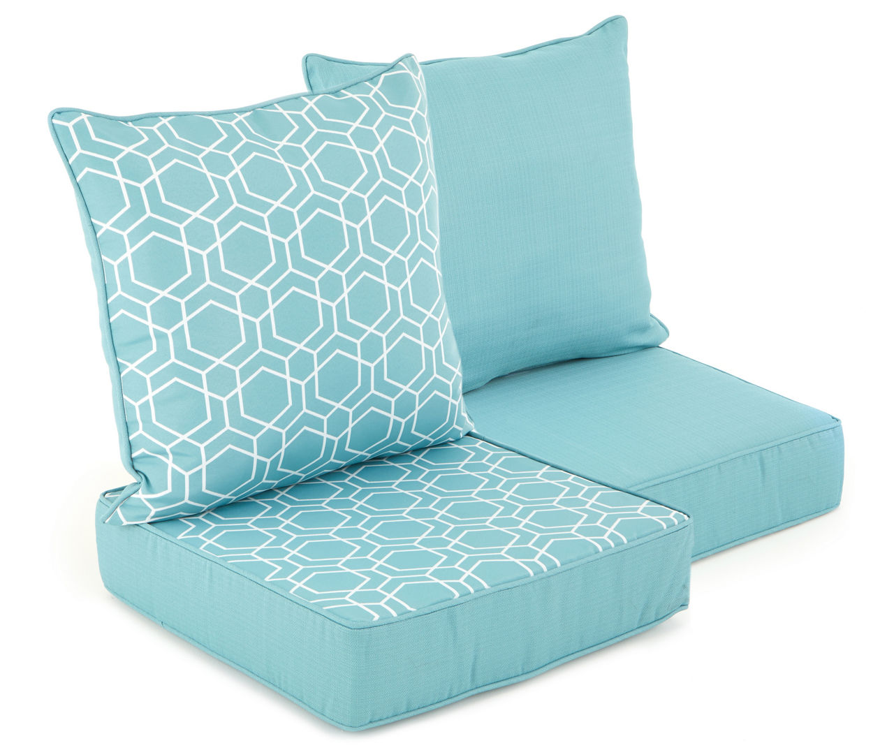 Aqua Hexagon Reversible Deep Seat Outdoor Cushion Set Big Lots
