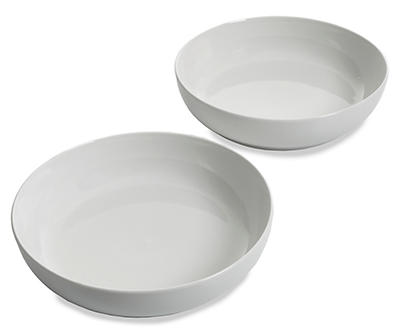 White Ceramic 2-Piece Dinner Bowl Set