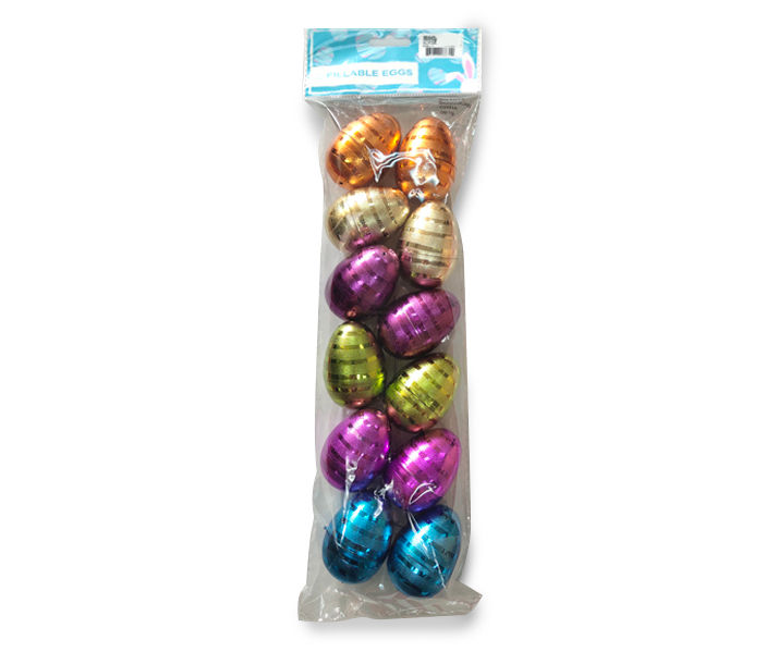 Fillable Striped Metallic Plastic Easter Eggs, 12Count Big Lots