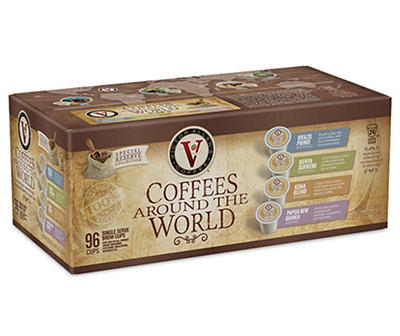 VA COFFEE AROUND WORLD 96ct Variety Pack (Brazil 24, Kona, 24, Kenya, 24, New Guinea 24)