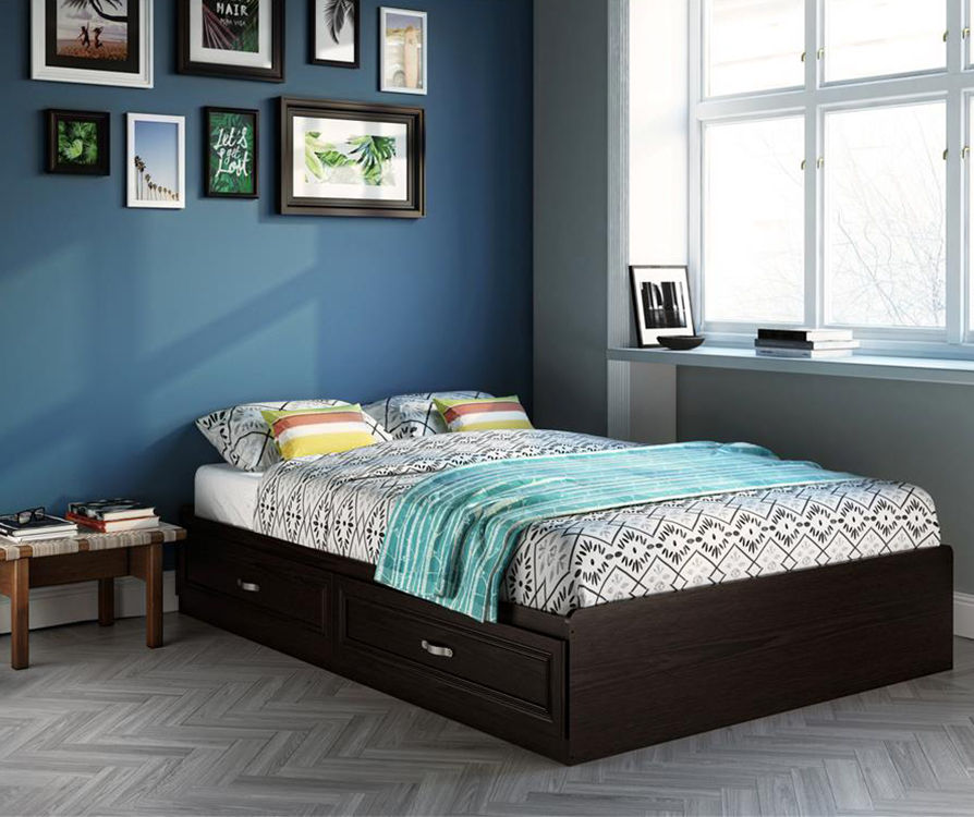 Andover oak espresso twin outlet mates storage bed