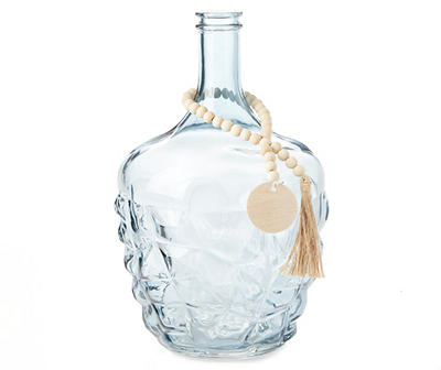 Smoky Finish Embossed Glass Bottle with Beads