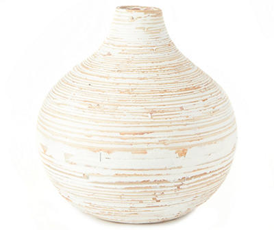 Bamboo Whitewash Rounded Bud Vase