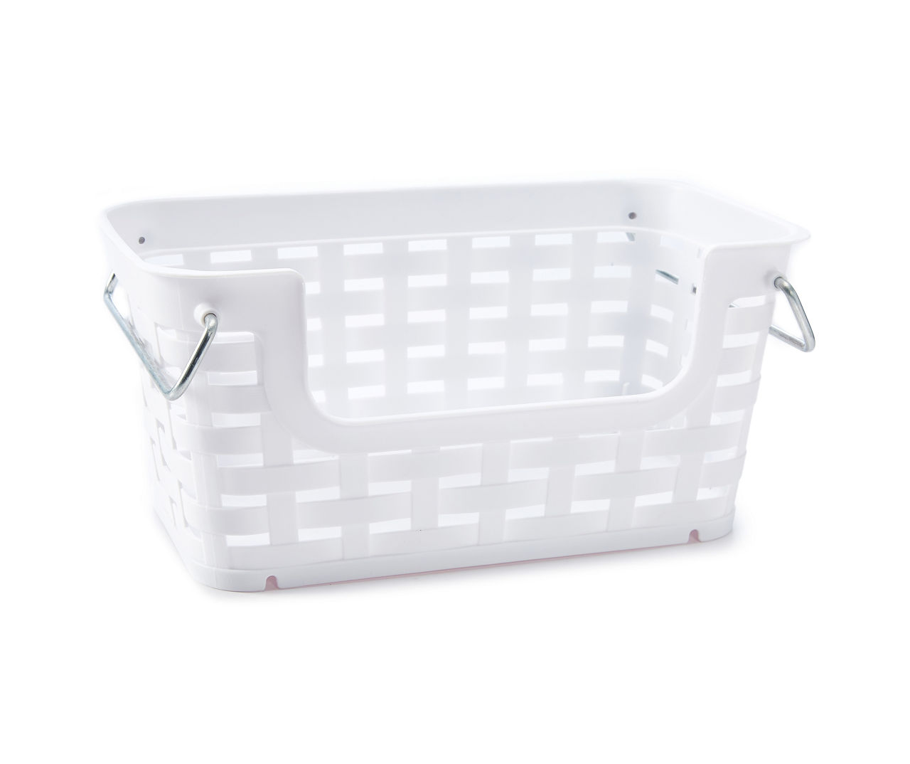 Small White Handled Storage Basket