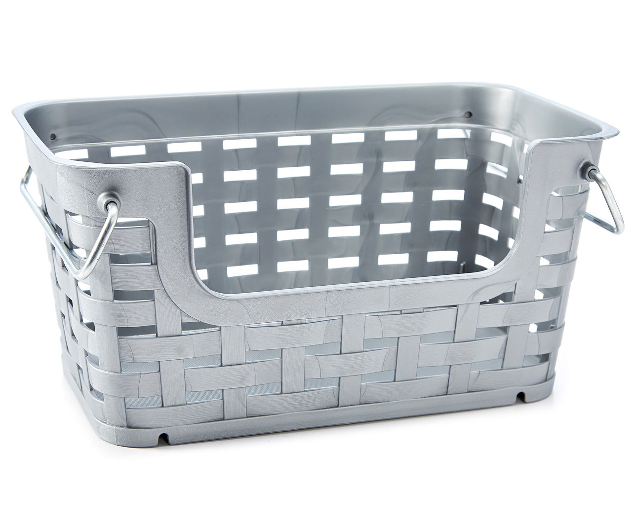 White Stackable Laundry Basket with Grey Handles