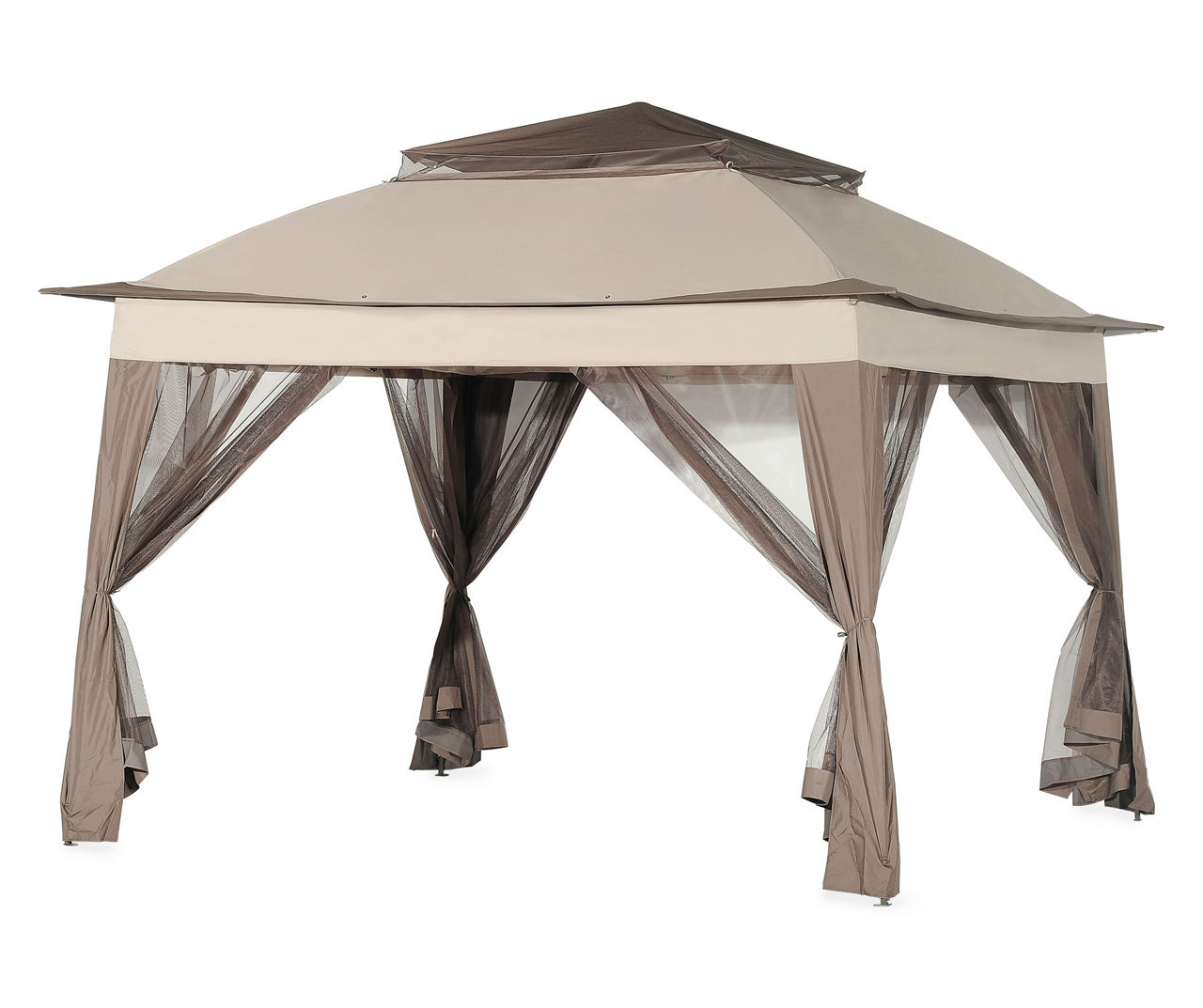 Tan Pop Up Canopy with Netting, (11' x 11')