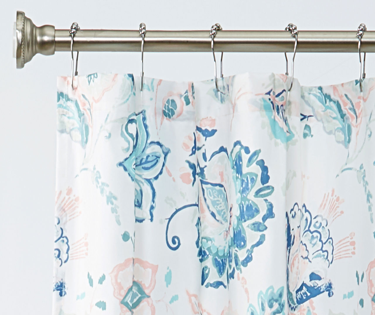 Coral and sale blue shower curtain