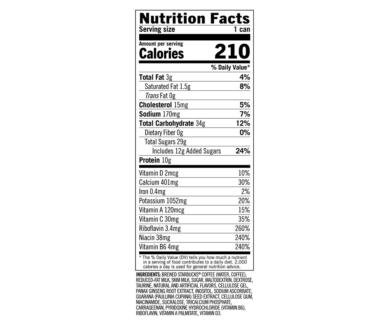 Starbucks Double Shot Energy Hazlenut Energy Coffee Beverage 15 Fluid Ounce Can