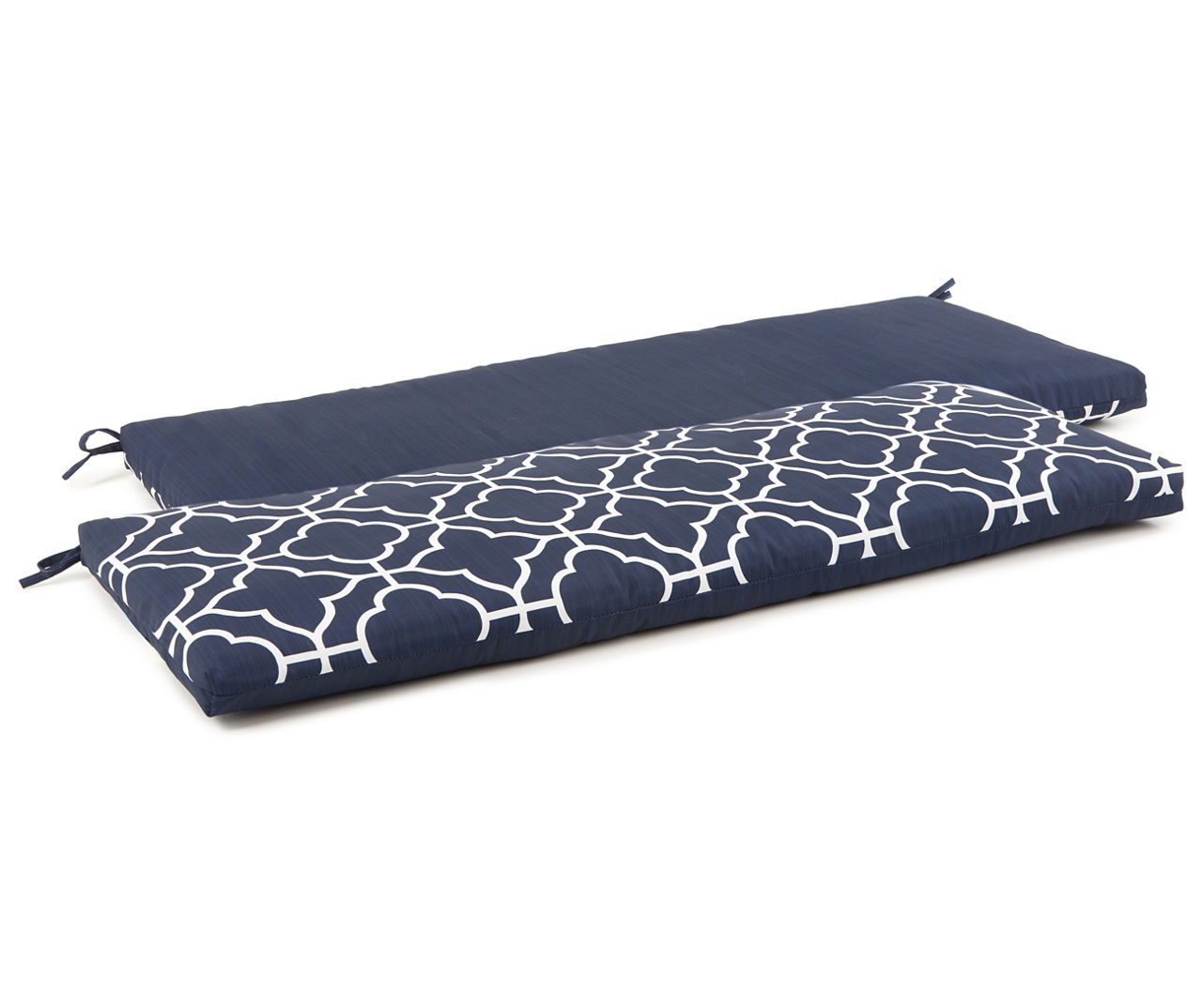 Fandango Navy Blue Quatrefoil Reversible Outdoor Bench Cushion | Big Lots