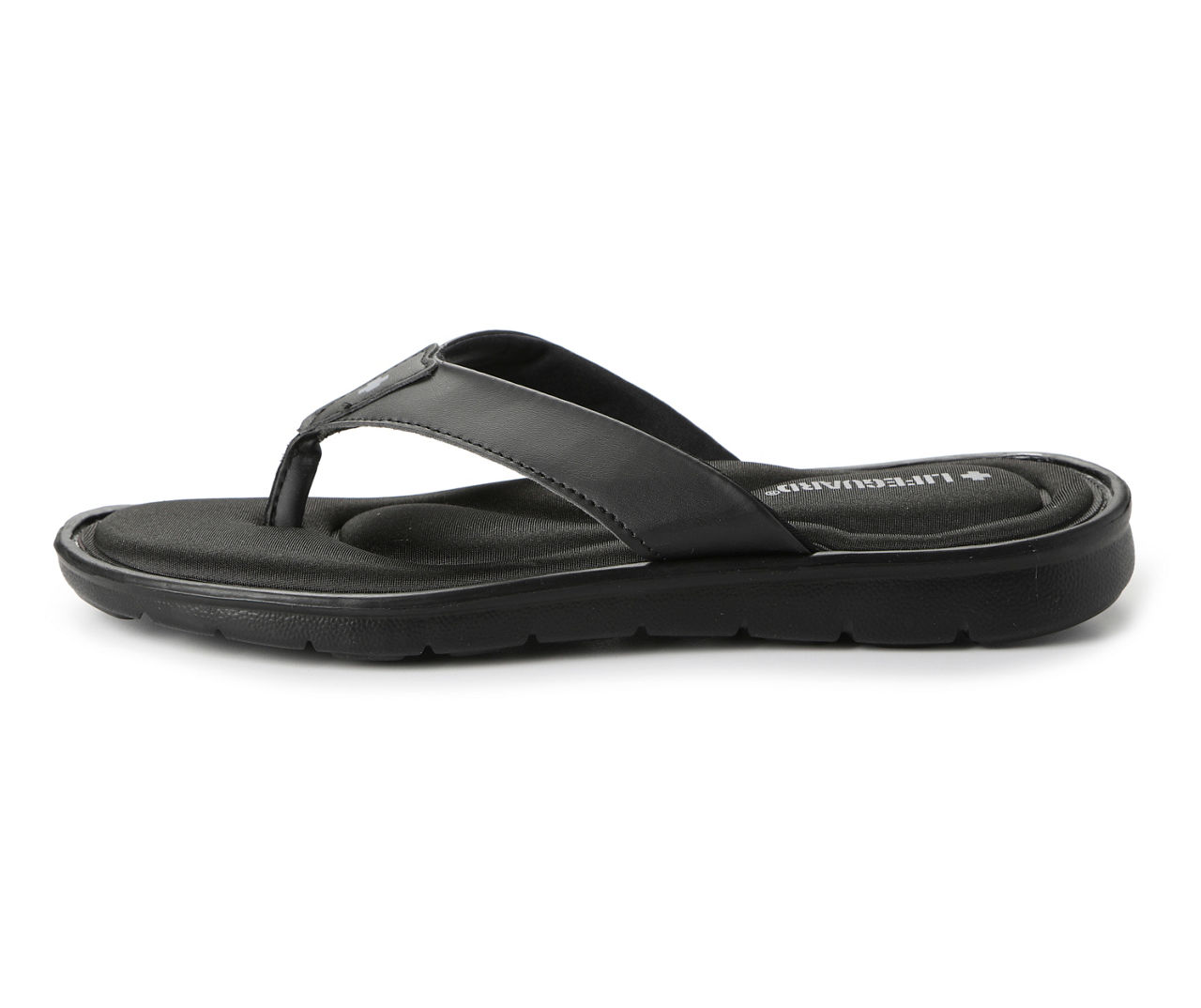 Black memory foam store flip flops