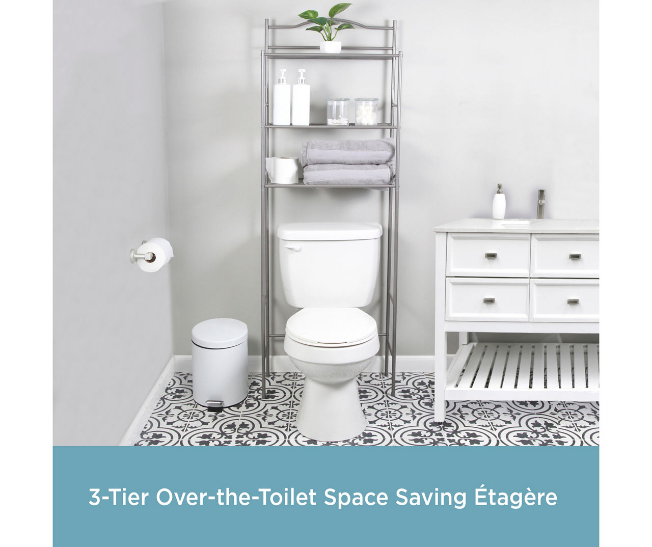 Kenney 3-Tier Over the Toilet Space Saver, Color: Polished Pewter - JCPenney