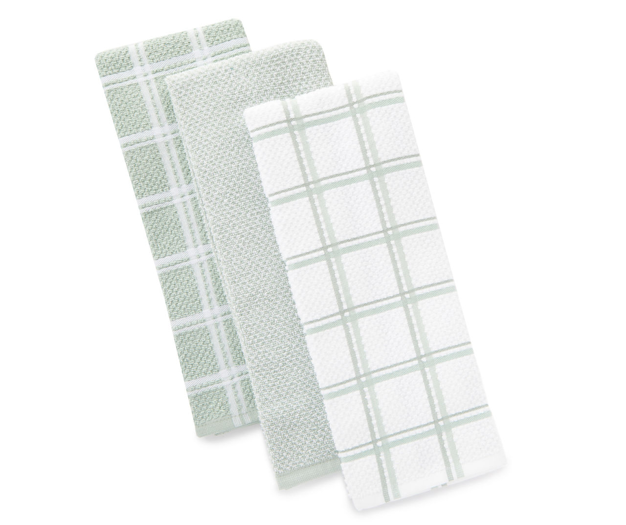 Vintage Green Plaid Kitchen Towels, Green White Checkered Linen