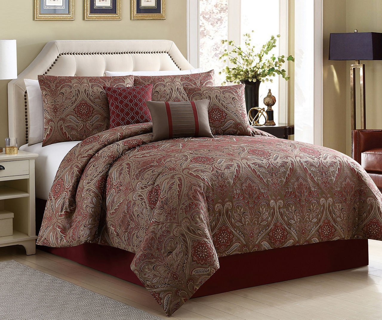 La Grange Tan King 7-Piece Jacquard Comforter Set