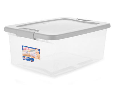 Clear Latching Tote with Cement Lid and Latches, 15 Qt.