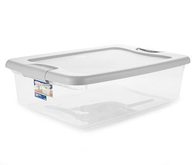 Clear Latching Tote with Cement Lid and Latches, 32 Qt.