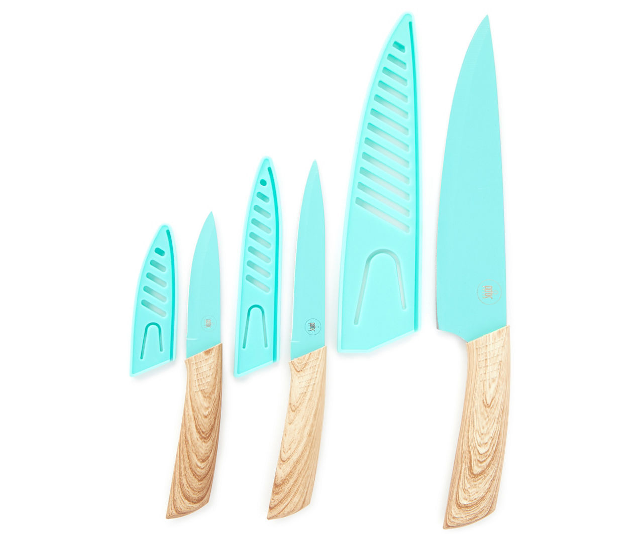 Cook Works Teal & Faux Wood Chef Knife Set, 6-Piece