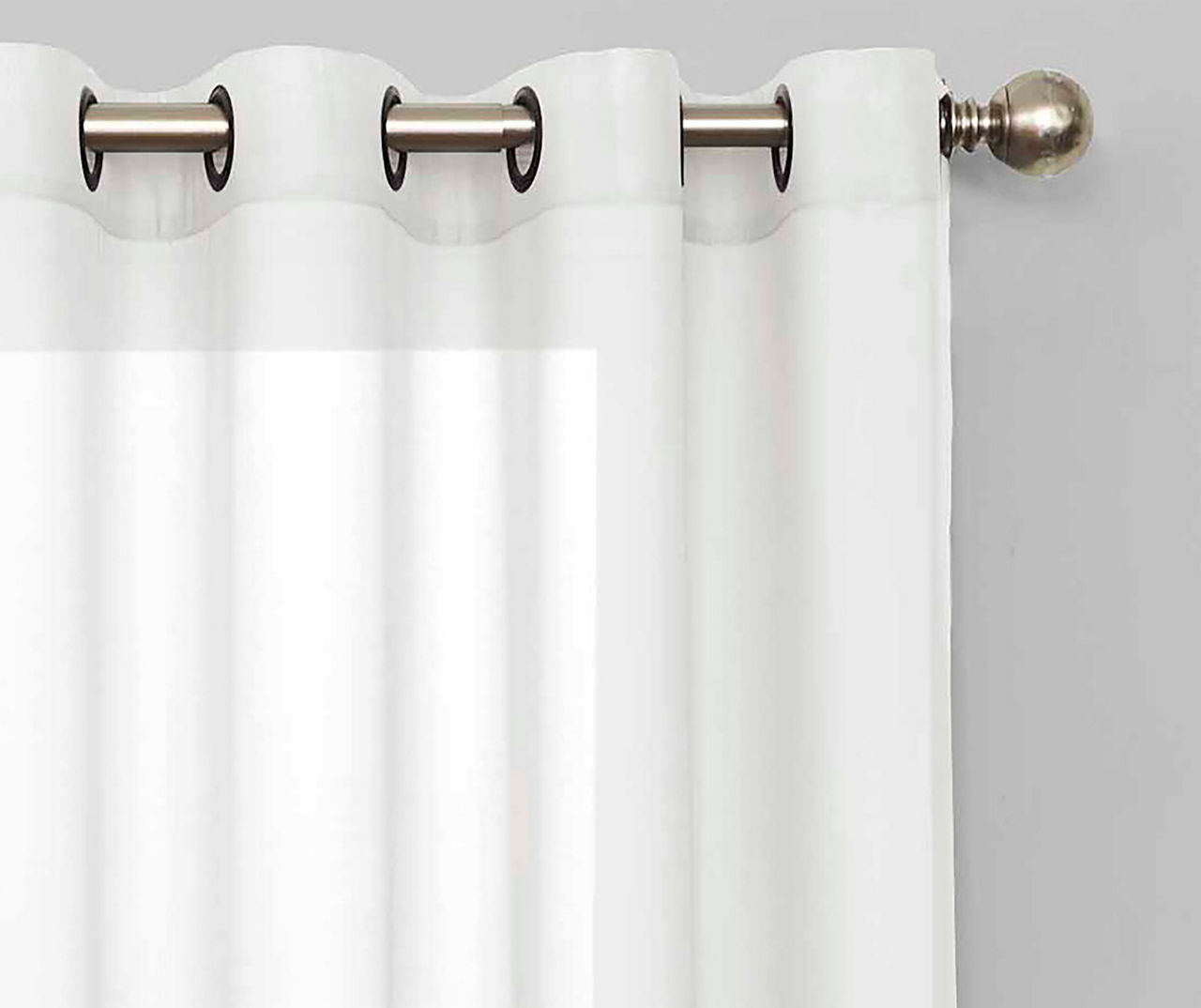 Sundown Sydney White Light Filtering Sheer Single Curtain Panel, (95 ...