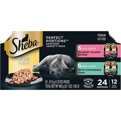 Sheba Perfect Portions Variety Pack Cuts in Gravy Premium Seafood Cat Food 24-37.5 g Packs