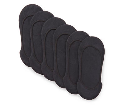 Ladies Microfiber No-Show Black Socks, 6-Pack