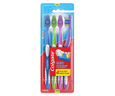 Extra Clean Medium Toothbrush, 4-Pack