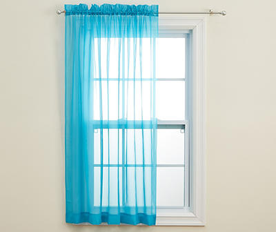 Turquoise Voile Sheer Curtain Panel, (63