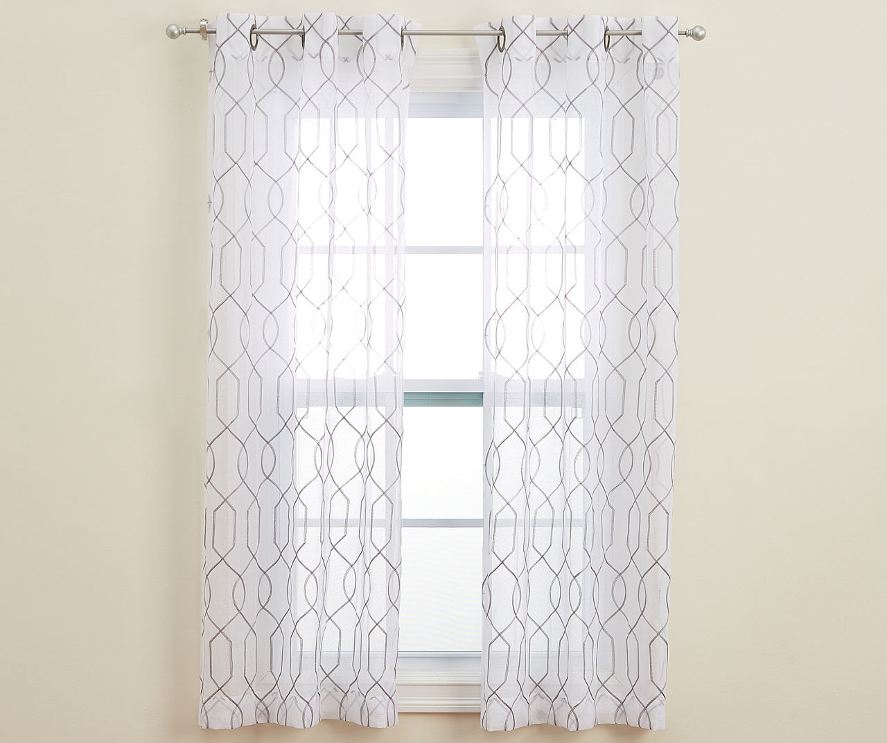 Living Colors Living Colors Geo Sheer Embroidered Curtain Panel Sets