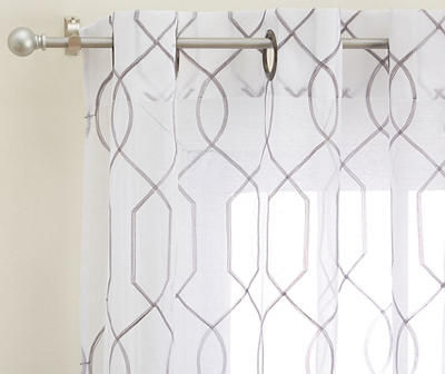 Gray Geo Embroidered Sheer Curtain Panel Pair, (63")