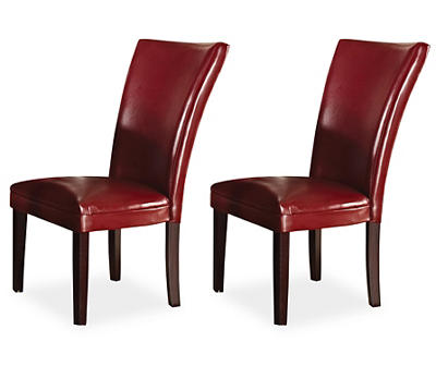 Hartford Red Faux Leather Parsons Dining Chairs, 2-Pack