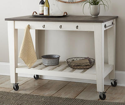 Cayla Two-Tone Rolling Kitchen Cart