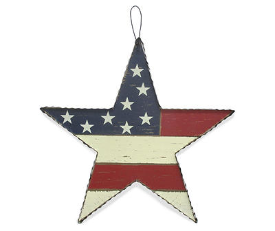 PATRIOTIC WOODEN STAR WITH METAL EDGES