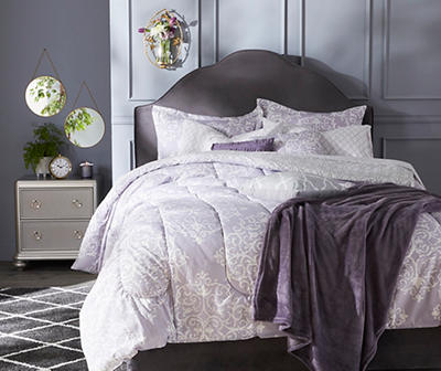 Dark Gray Velvet Upholstered Queen Bed with Scallop Shape Headboard