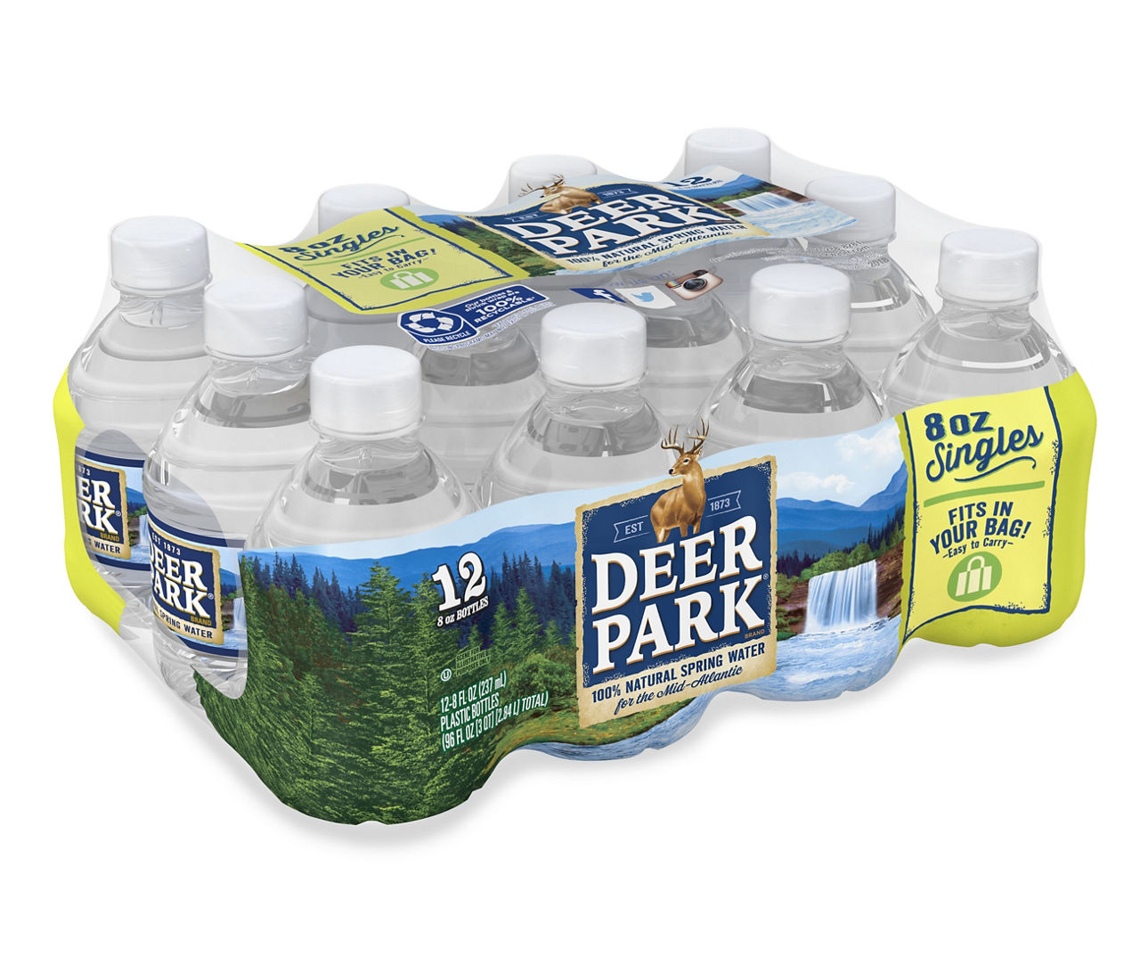 DEER PARK Brand 100% Natural Spring Water, 12-ounce plastic bottles (Pack  of 12)