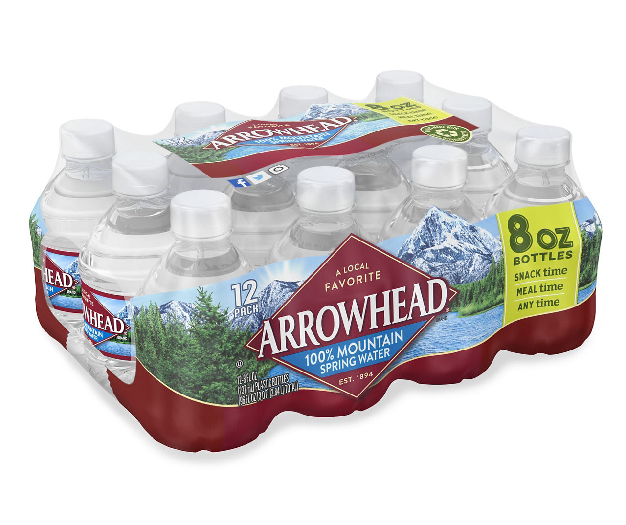 ARROWHEAD Brand 100% Mountain Spring Water, 8-ounce mini plastic bottles  (Pack of 12) 