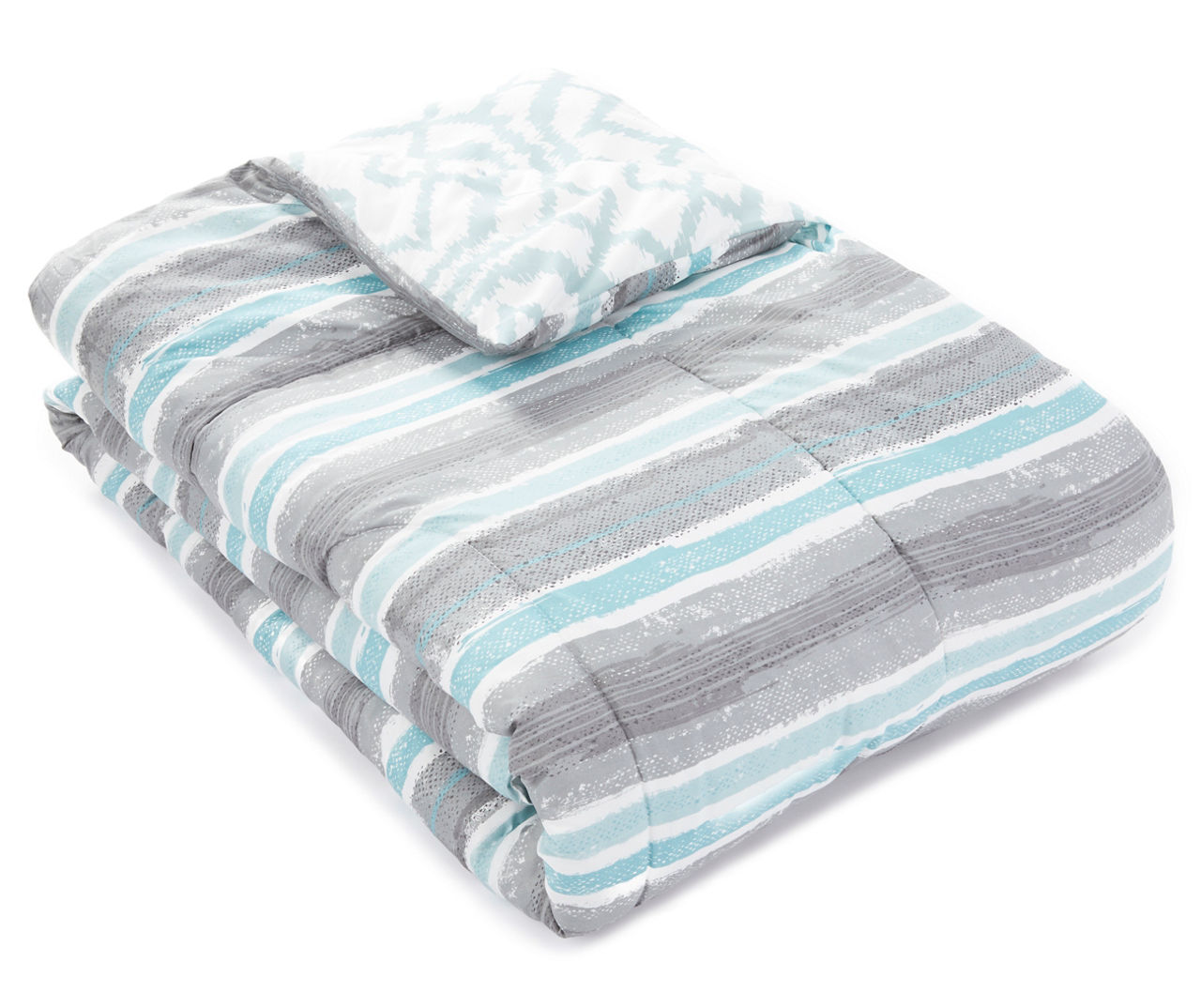 Baldwin Aqua & Gray Stripe Queen 14-Piece Comforter Set