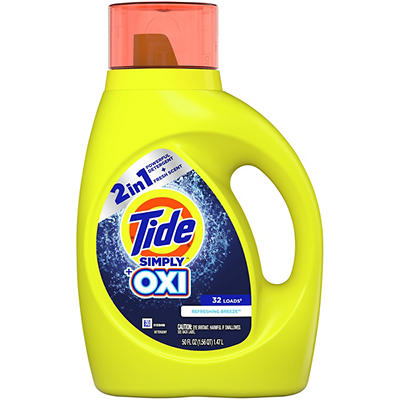 Tide Simply Plus Oxi Liquid Laundry Detergent, Refreshing Breeze, 32 Loads 50 fl oz