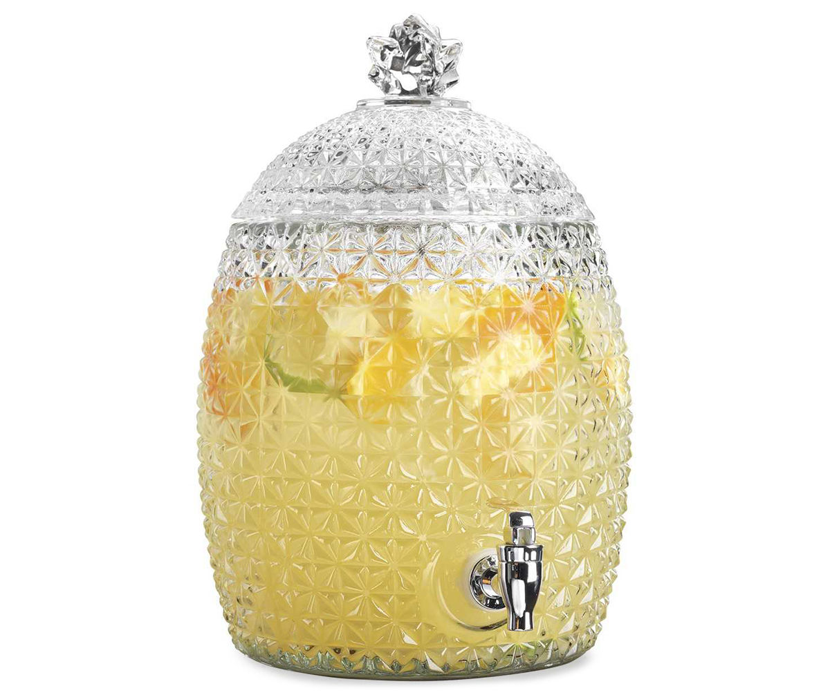 Brilliant - Large Pineapple Glass Beverage Dispenser with Gold Lid