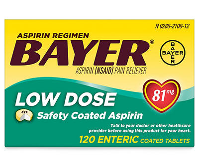 Low Dose Safety Coated Aspirin 81 mg Tablets, 120-Count