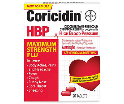HBP Maximum Strength Flu for People with High Blood Pressure, 20-Count