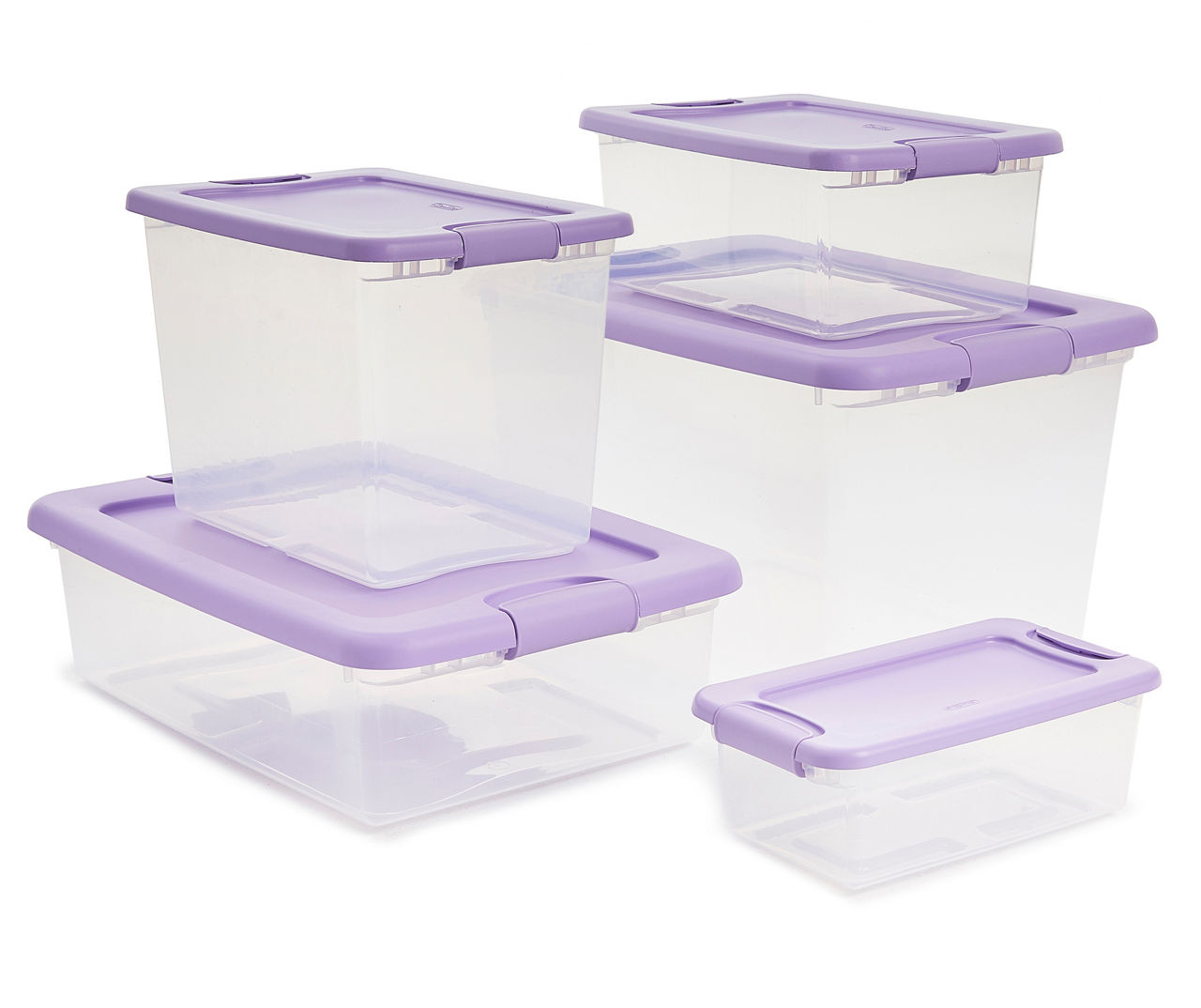 Sterilite 64 Quart Latching Plastic Storage Container, Purple and