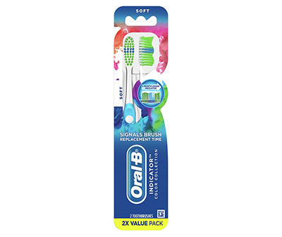 Oral-B Indicator Color Collection Toothbrushes, Soft, 2 Count