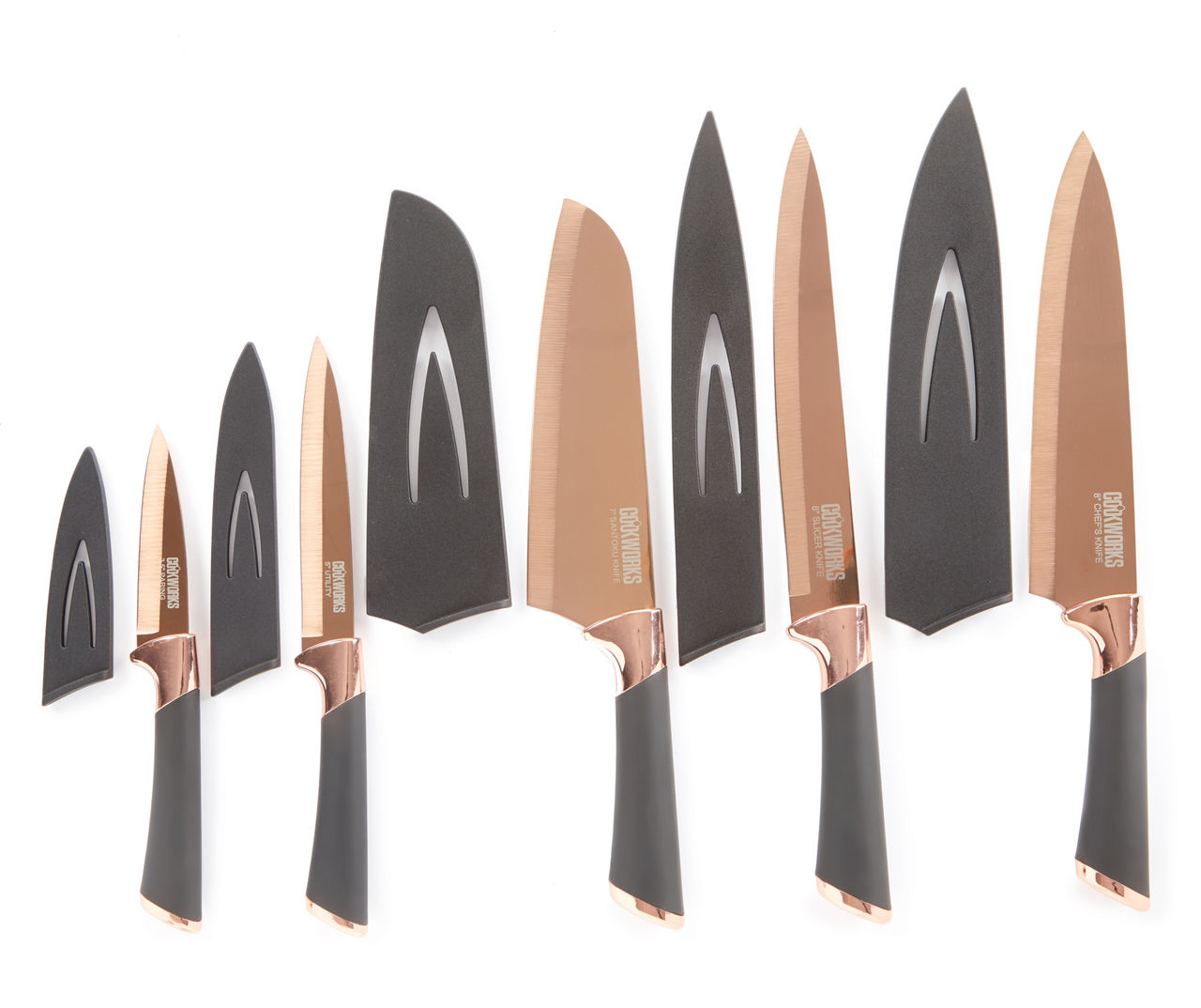 at Home 10-Piece Black Handle Knife & Sheath Set