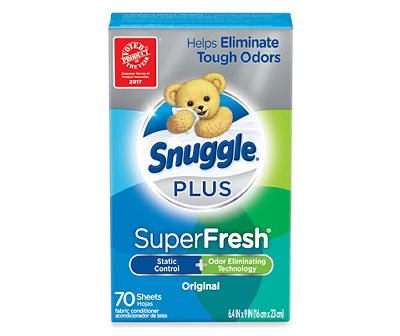 Snuggle Plus SuperFresh Fabric Softener Dryer Sheets with Static Control and Odor Eliminating Technology, Original, 70 Count