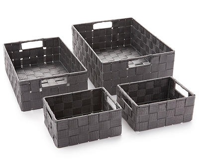 Gray Woven Strap 4-Piece Storage Set